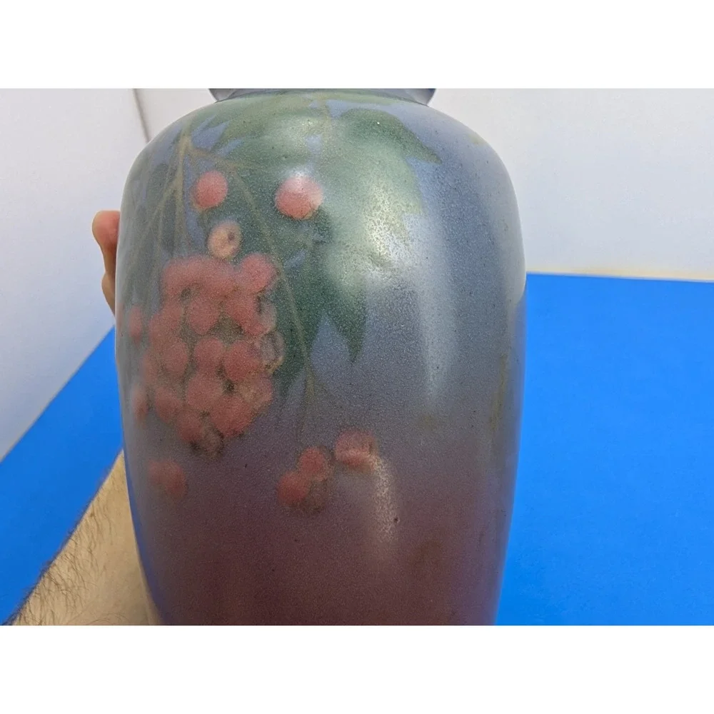 Rookwood Pottery Edward Diers Painted Cherry Branch Vellum Vase 8.75
